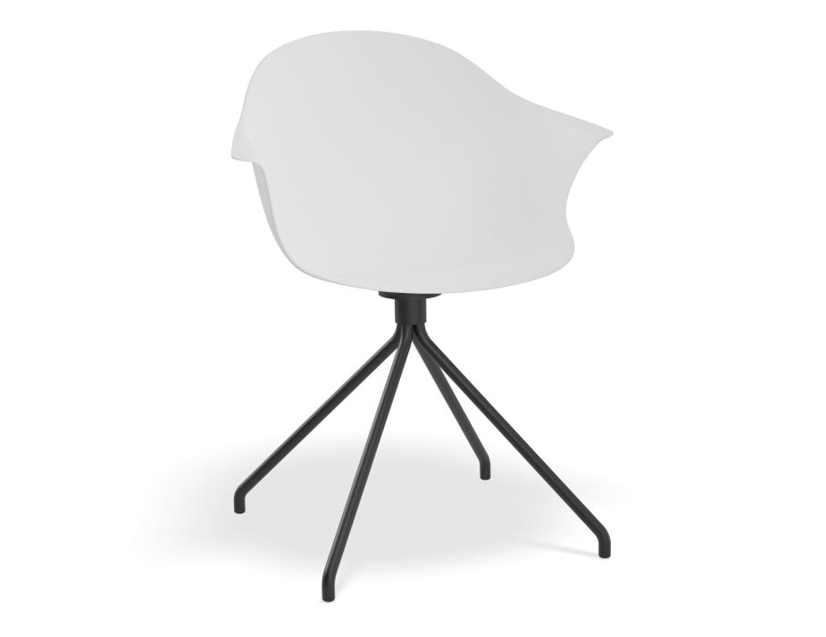 Pebble Armchair White with Shell Seat - Sled Base with White Legs