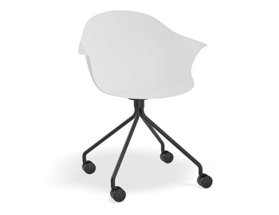 Pebble Armchair White with Shell Seat - 4 Post Base with White Legs