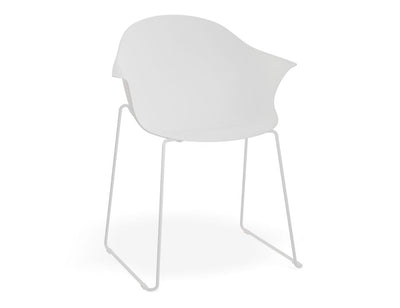 Pebble Armchair White with Shell Seat - Pyramid Fixed Base with Castors