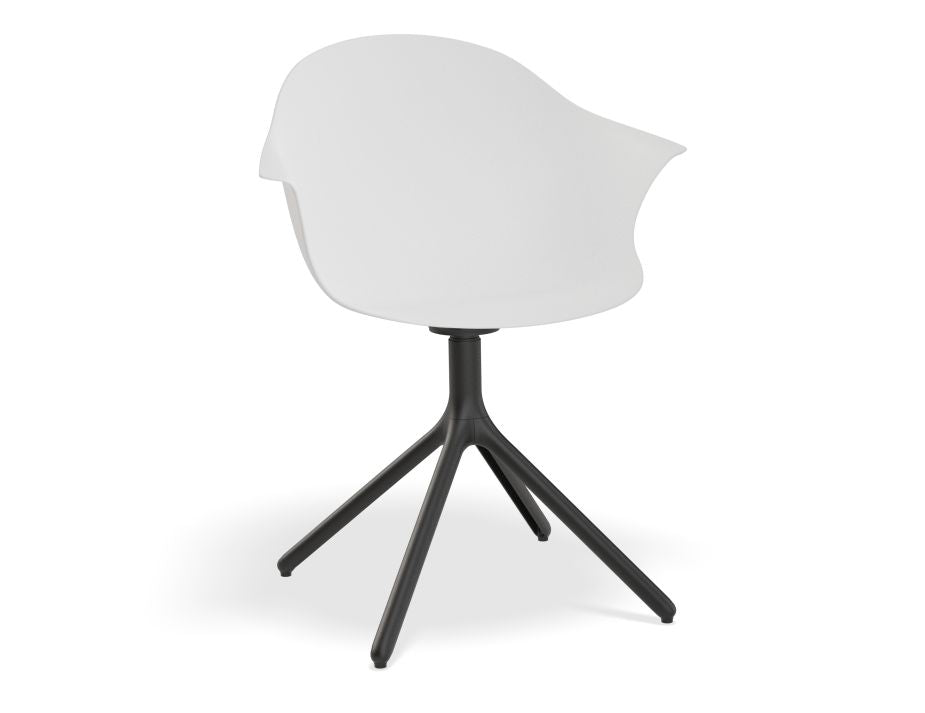 Pebble Armchair White with Shell Seat - 4 Post Base with White Legs