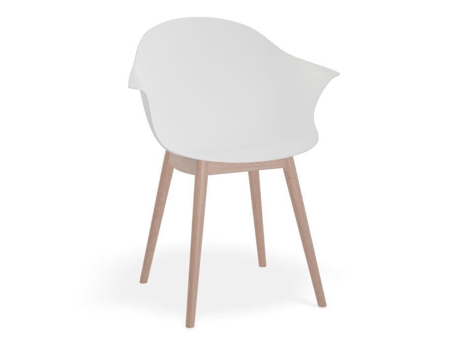 Pebble Armchair White with Shell Seat - Swivel Base with Castors