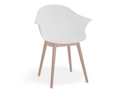 Pebble Armchair White with Shell Seat - 4 Post Base with Black Legs