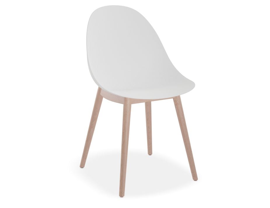 Pebble Chair White with Shell Seat - Pyramid Fixed Base - Black