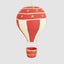 Mache Hot Air Balloon Large Red