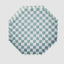 Blue Check Capiz Cake Stand Lge