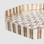 Brown Check Capiz Cake Stand Lge