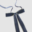 Velvet Tie On Bow Navy Blue w Gold Border - Set of 8 pcs