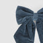 Velvet Clip On Bow Large Navy Blue