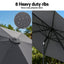 Instahut Outdoor Umbrella 2.9m Market Umbrella with String Light Tilt Charcoal Shade