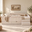 Artiss King Single Upholstered Daybed with Stairs & Storage Drawers, Beige