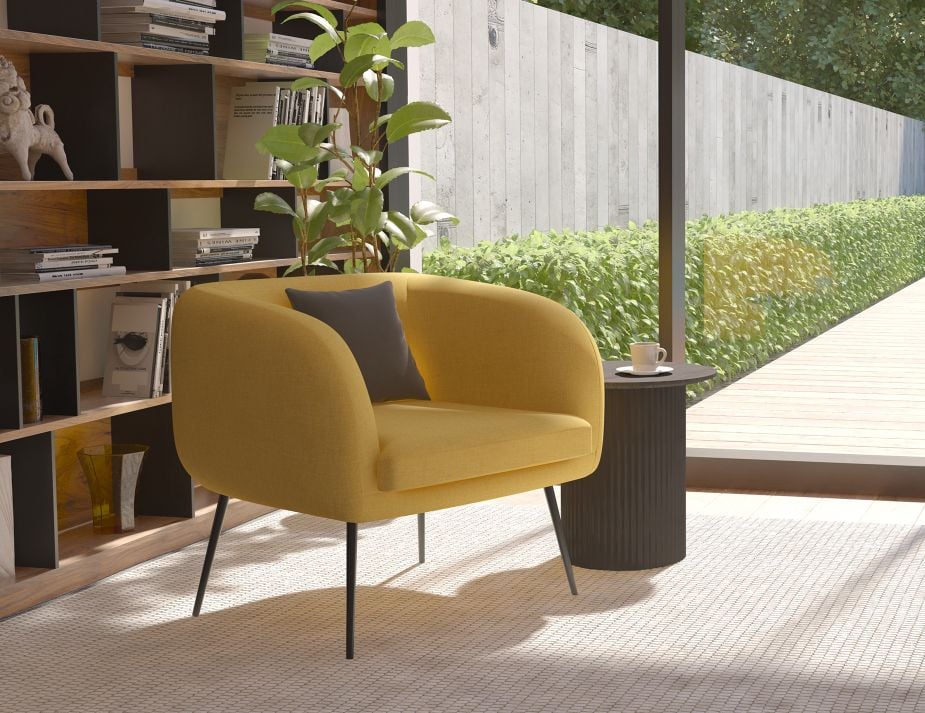 Amour Lounge Chair - Tuscan Yellow - Brushed Matt Bronze Legs