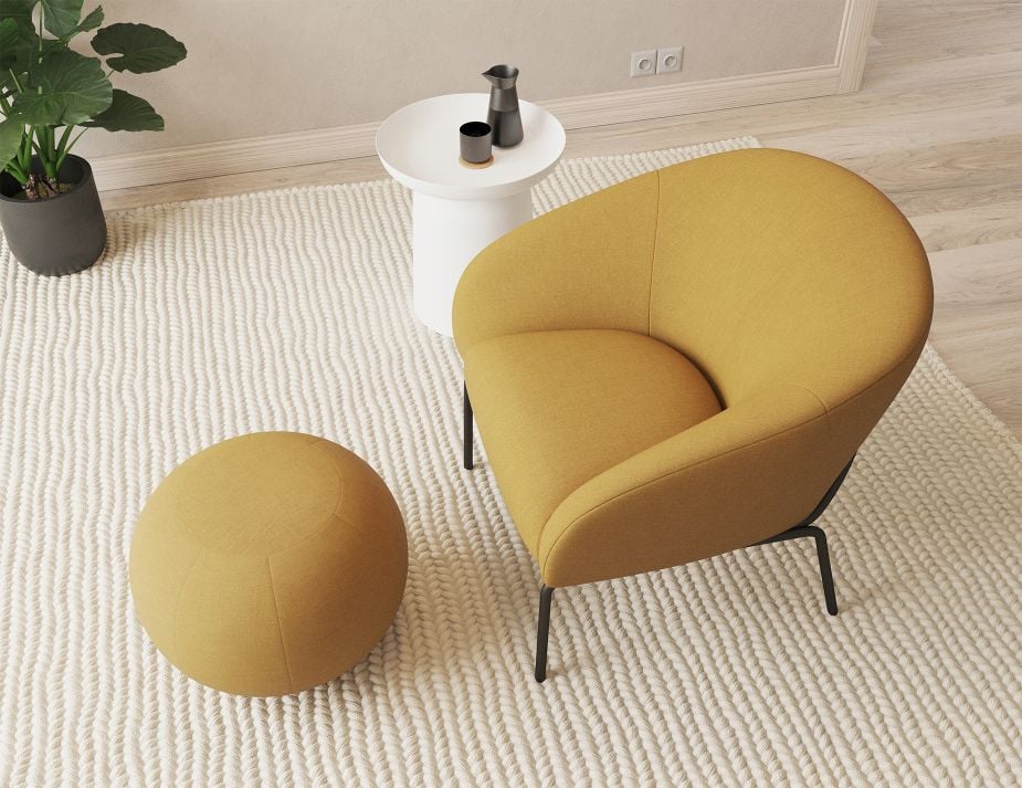 Solace Lounge Chair - Tuscan Yellow - Brushed Matt Bronze Legs