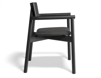 Andi Armchair - Black Ash with Pad - with Light Grey Fabric Cushion