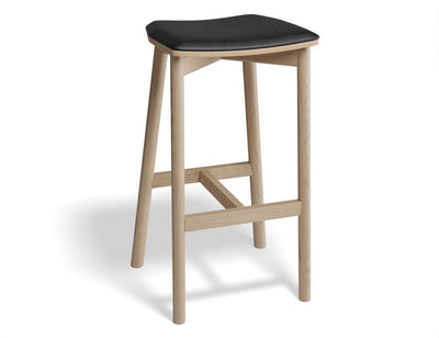 Andi Stool - Natural - Backless with Pad - 66cm Seat Height Charcoal Fabric Seat Pad