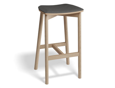 Andi Stool - Natural - Backless with Pad - 66cm Seat Height Vintage Black Vegan leather Seat Pad