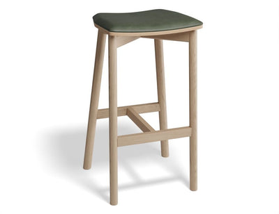 Andi Stool - Natural - Backless with Pad - 66cm Seat Height Light Grey Fabric Seat Pad