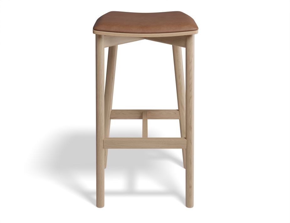 Andi Stool - Natural - Backless with Pad - 66cm Seat Height Vintage Black Vegan leather Seat Pad