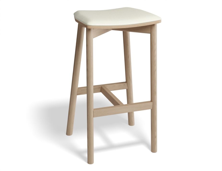 Andi Stool - Natural - Backless with Pad - 66cm Seat Height Vintage Grey Vegan leather Seat Pad