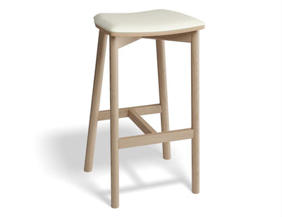 Andi Stool - Natural - Backless with Pad - 66cm Seat Height Vintage Black Vegan leather Seat Pad