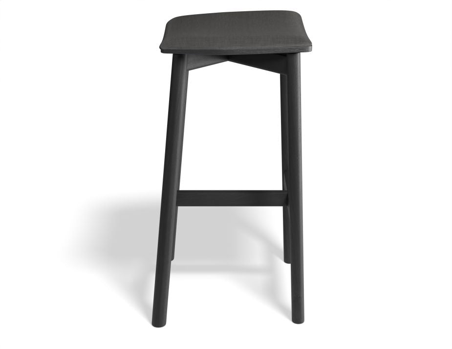 Andi Stool - Black - Backless with Pad - 66cm Seat Height Vintage Black Vegan leather Seat Pad