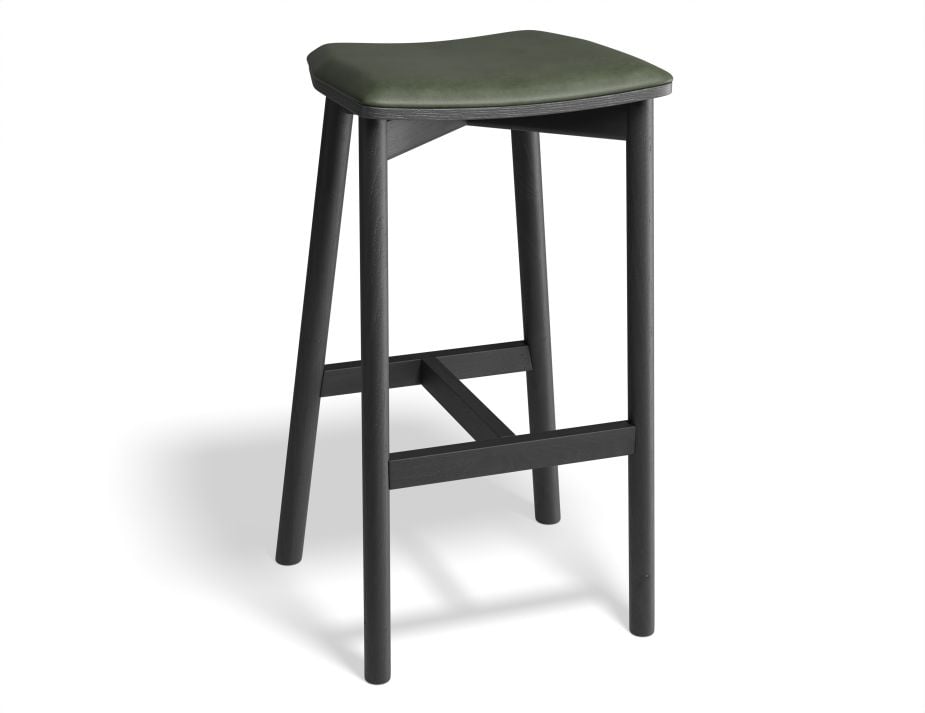 Andi Stool - Black - Backless with Pad - 66cm Seat Height Vintage Grey Vegan leather Seat Pad