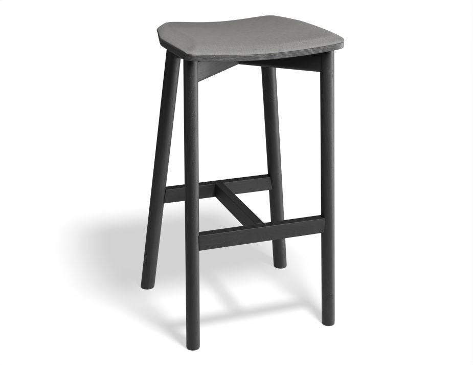 Andi Stool - Black - Backless with Pad - 66cm Seat Height Vintage Black Vegan leather Seat Pad