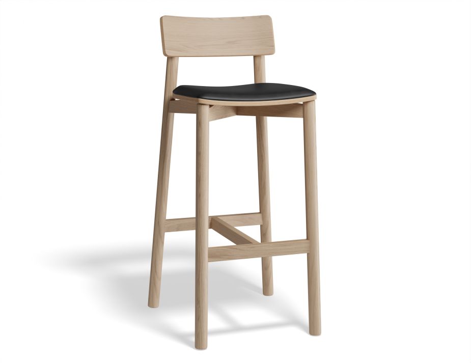 Andi Stool - Natural with Pad - 66cm Seat Height Vintage Black Vegan leather Seat Pad