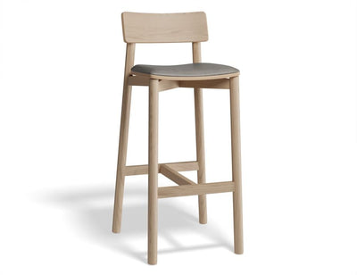 Andi Stool - Natural with Pad - 66cm Seat Height Light Grey Fabric Seat Pad