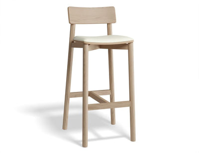 Andi Stool - Natural with Pad - 66cm Seat Height Vintage Grey Vegan leather Seat Pad