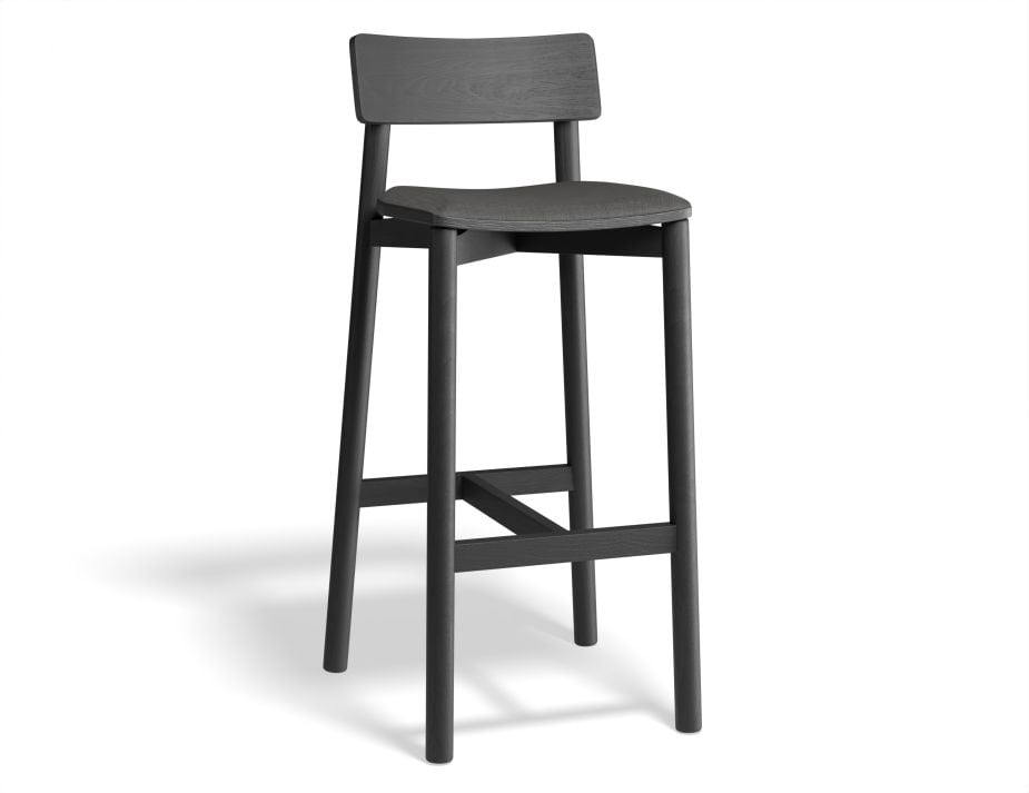 Andi Stool - Black with Pad - 66cm Seat Height Vintage Grey Vegan leather Seat Pad