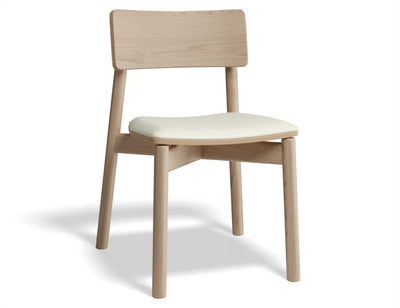 Andi Chair - Natural with Pad - White Vegan Leather Seat Pad