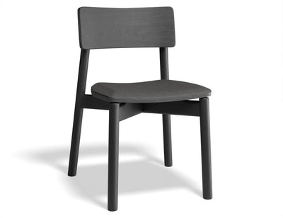 Andi Chair - Black Ash with Pad - Vintage Grey Vegan Leather Seat Pad