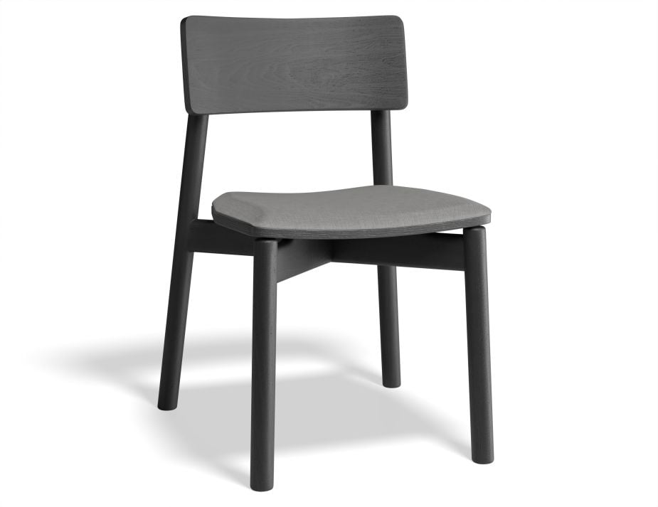 Andi Chair - Black Ash with Pad - Charcoal Fabric Seat Pad