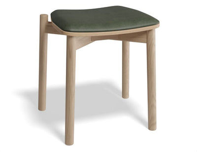 Andi Low Stool - Natural Ash with Pad - 45cm - Charcoal Fabric Seat Pad