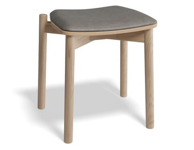 Andi Low Stool - Natural Ash with Pad - 45cm - Charcoal Fabric Seat Pad