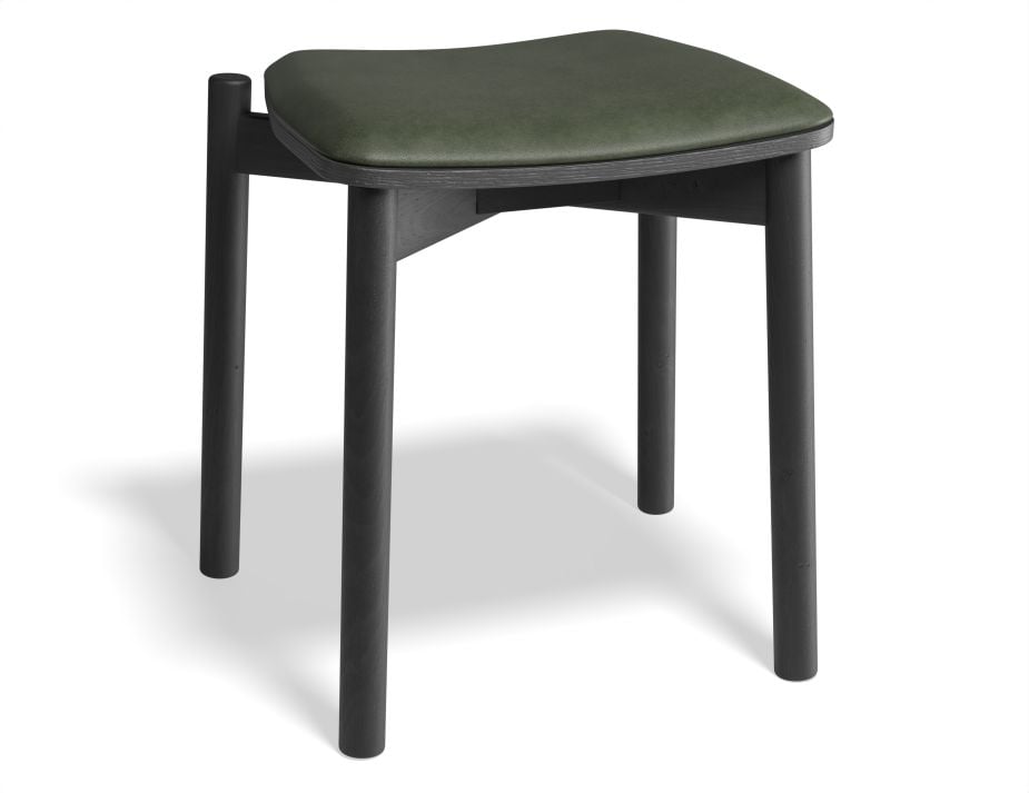 Andi Low Stool - Black Ash with Pad - 45cm - Light Grey Fabric Seat Pad