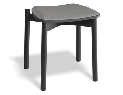 Andi Low Stool - Black Ash with Pad - 45cm - Vintage Tan Vegan Leather Seat Pad