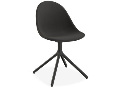 Pebble Anthracite Fabric Upholstered Chair - Swivel Base w Castors - Black