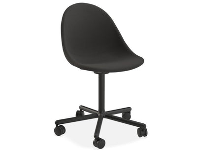 Pebble Anthracite Fabric Upholstered Chair - Swivel Base w Castors - Black