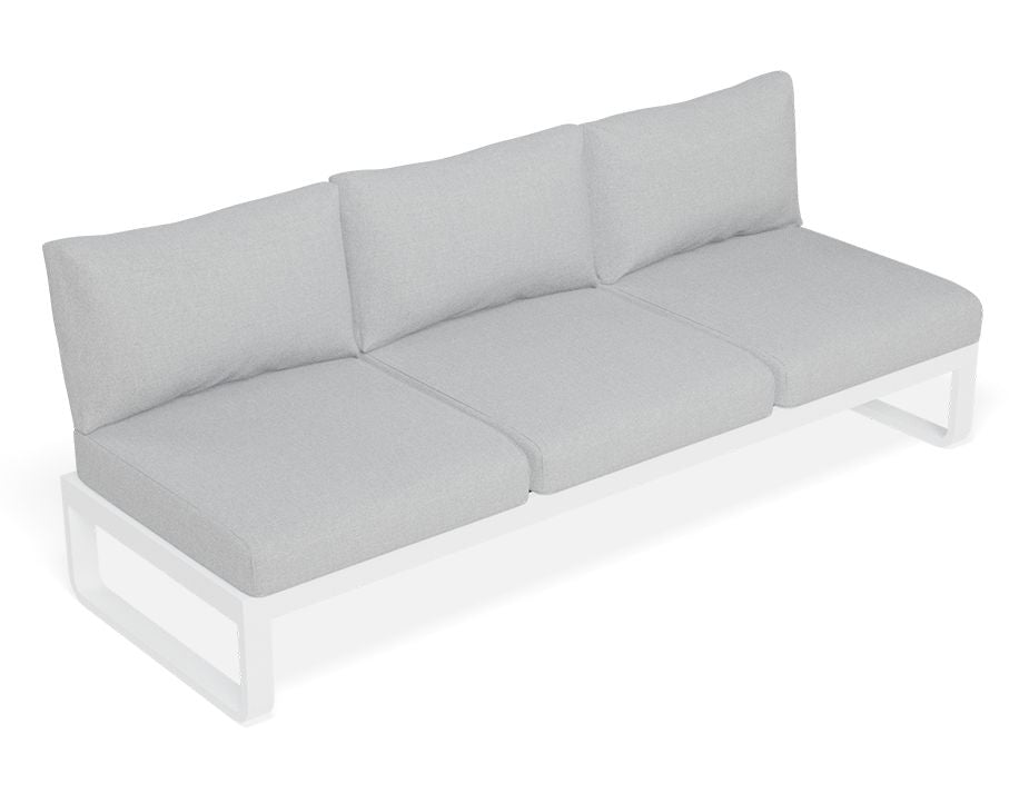 Fino Outdoor 3 Seater Sun Lounge in Matt White Frame / Light Grey Fabric