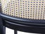 811 Hoffmann Stool - Black Stain - Cane Backrest - Black Upholstered Seat - by TON 