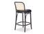 811 Hoffmann Stool - Black Stain - Cane Backrest - Black Upholstered Seat - by TON 