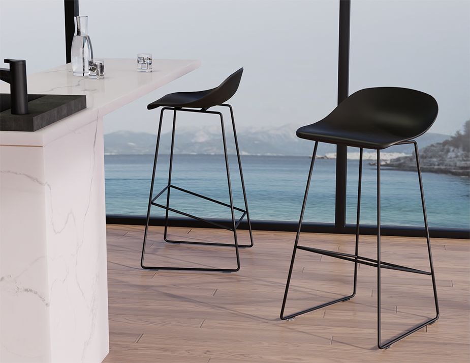 Pop - Black Frame and Black Shell Seat - 75cm Commercial Bar Height