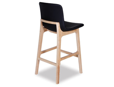 Ara Stool - Natural - Black Pad - Black padded Seat - Natural Ash legs 74cm Seat height