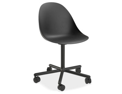 Pebble Chair Black Upholstered Vintage Seat - Sled Base - Black