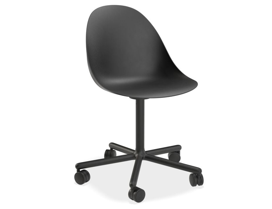 Pebble Chair Black Upholstered Vintage Seat - Swivel Base - Black