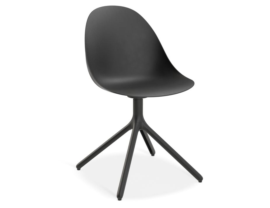 Pebble Chair Black with Shell Seat - Swivel Base with Castors