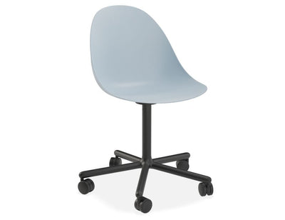 Pebble Chair Pale Blue with Shell Seat - Swivel Base - Black