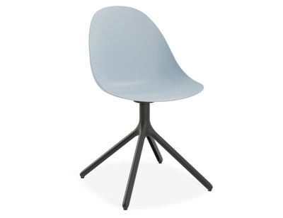 Pebble Chair Pale Blue with Shell Seat - Pyramid Fixed Base - Black