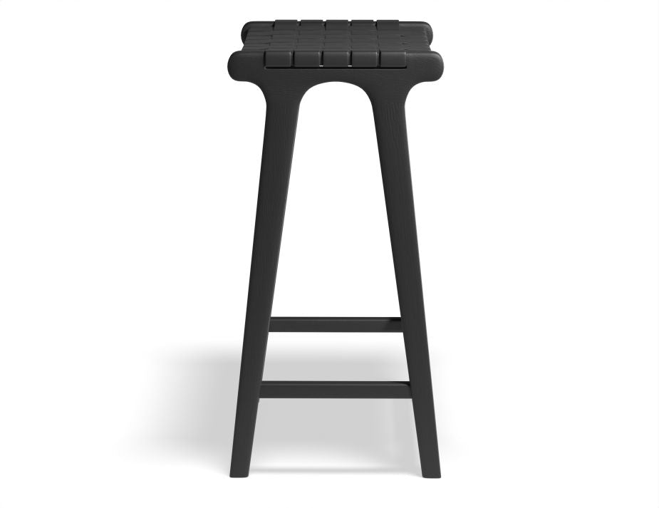 Brooklyn Backless Stool - Woven Black Seat / Black Frame